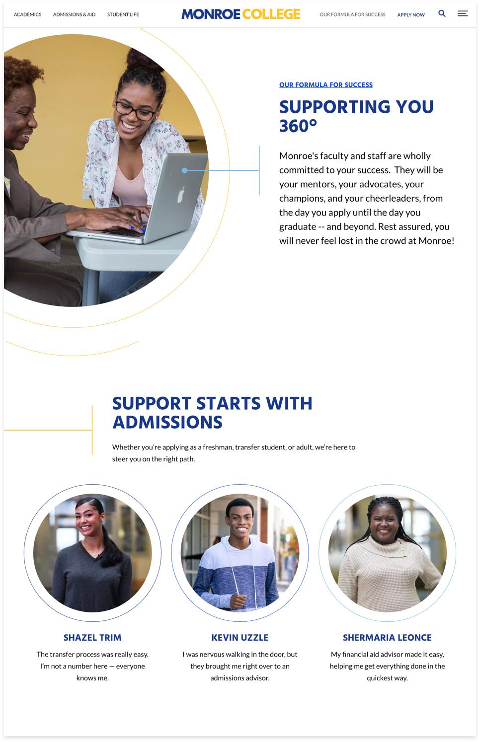 Monroe College Landing Page Example