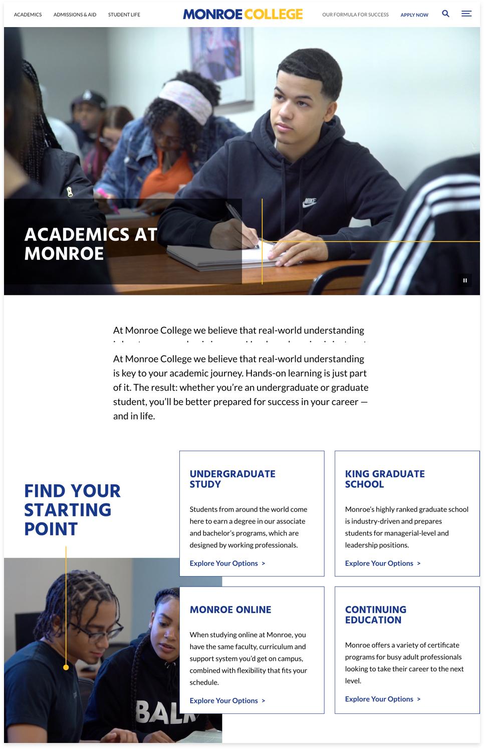 Monroe College Landing Page Example 2